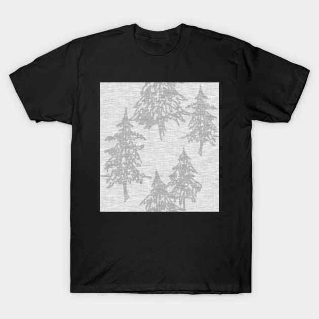 Evergreen Trees - Grey Linen T-Shirt by SugarPineDesign